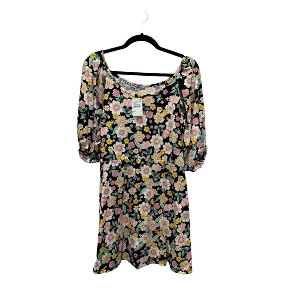 VELVET TORCH Women's Black/Pink Floral Dress SMALL - Picture 2 of 7